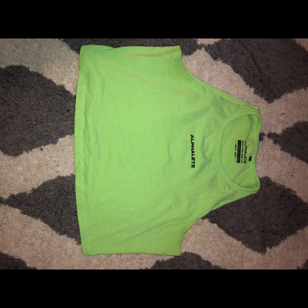Acid Green Alphalete Crop Tank
